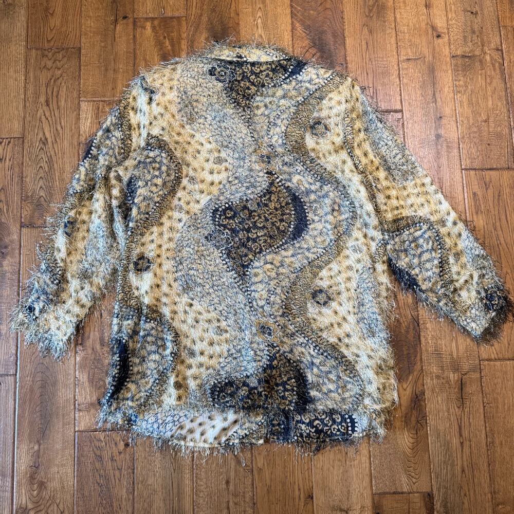 Giorgio Fiorlini Plus Collection Button Up Shirt Tunic Jungle Print Fuzzy Sz 16 - Picture 7 of 7